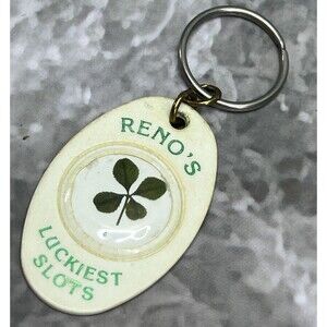 Fitzgeralds Hotel Casino Reno's Luckiest Slots 4 Leaf Clover Vintage Keychain